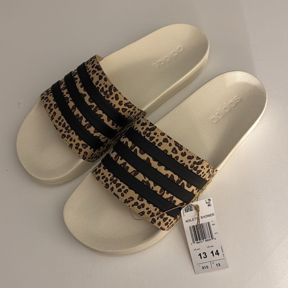 Adidas Slides Mens 13 Leopard Adilette